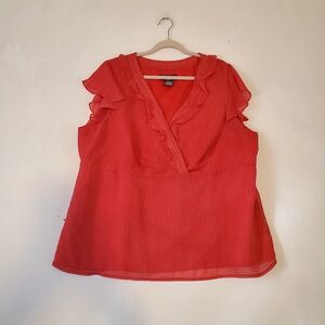 Mark Eisen‎ Red Gegrge Blouse Top Sleeveless Lined Size 3X W22-24